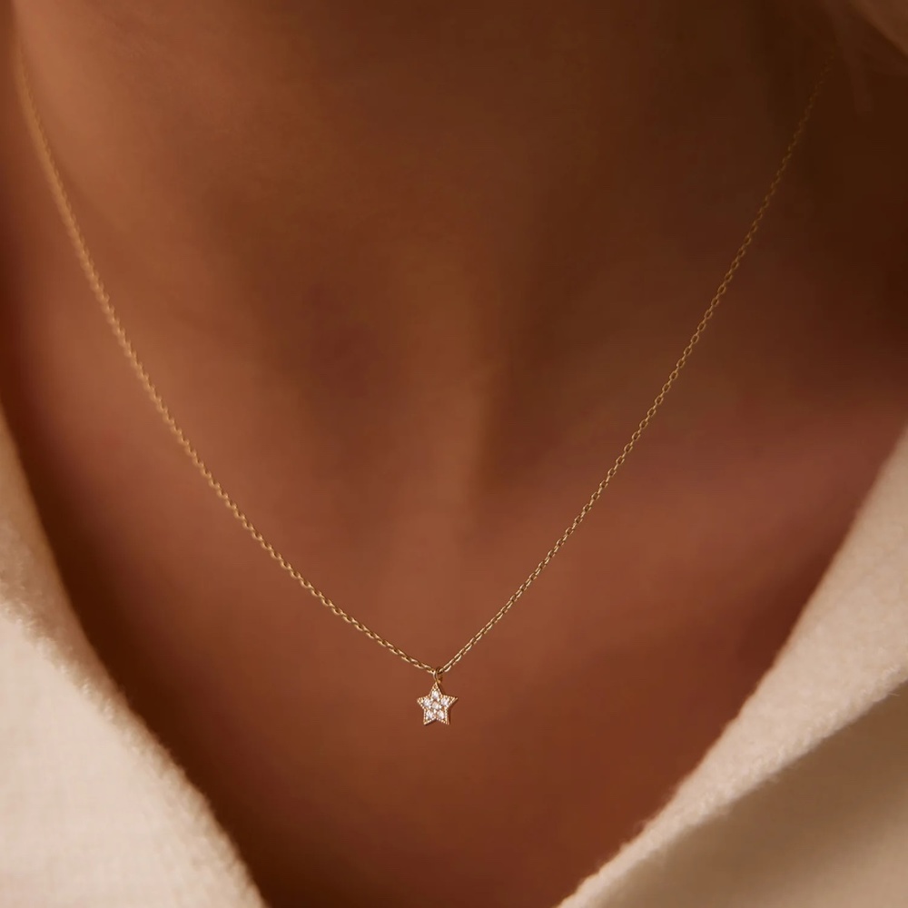 FERKO'S Fine Jewelry 14K Gold Diamond Star Charm Necklace